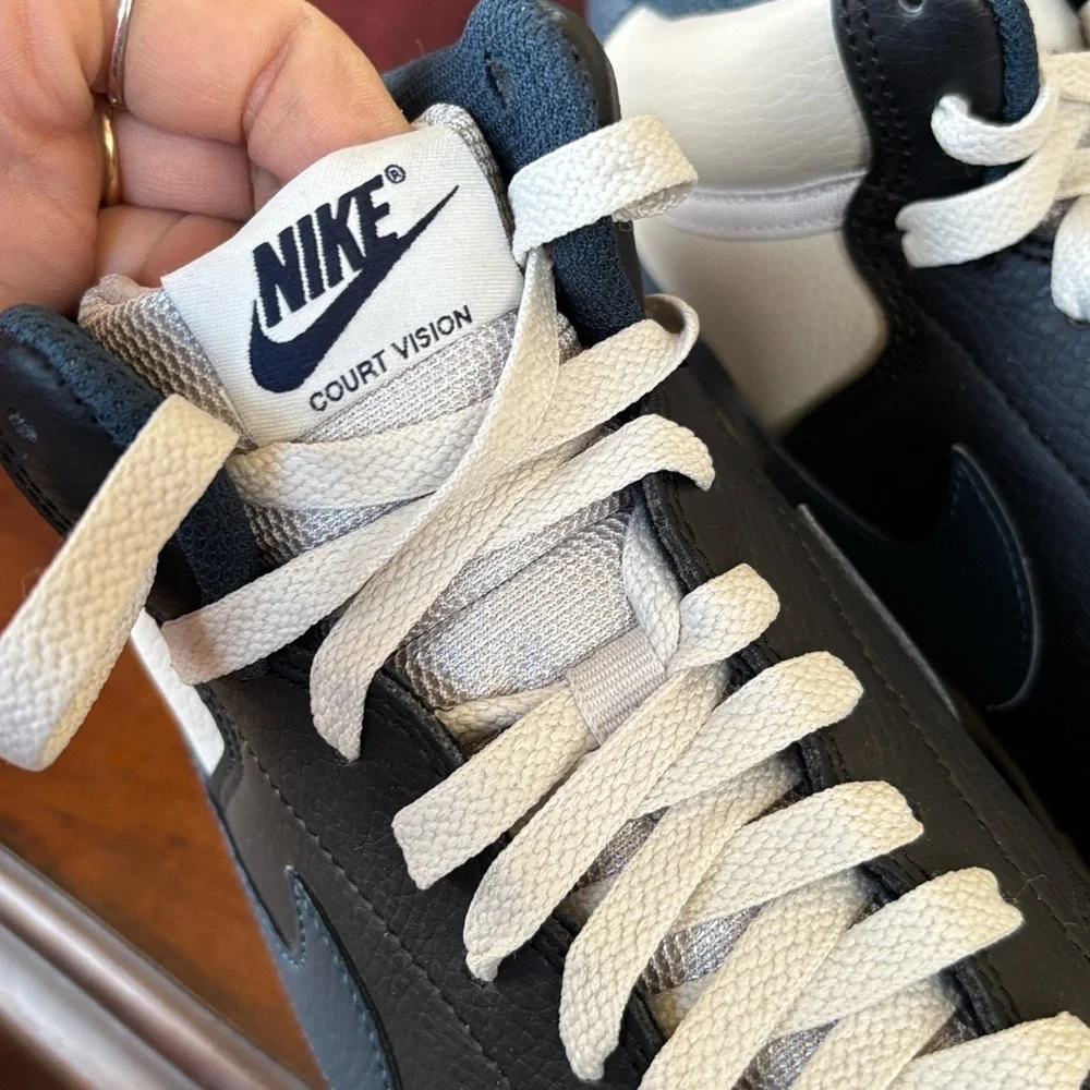 Brand New Nike Court Vision Mid Sneakers Retro 80s Basketball Lace Up Navy Black